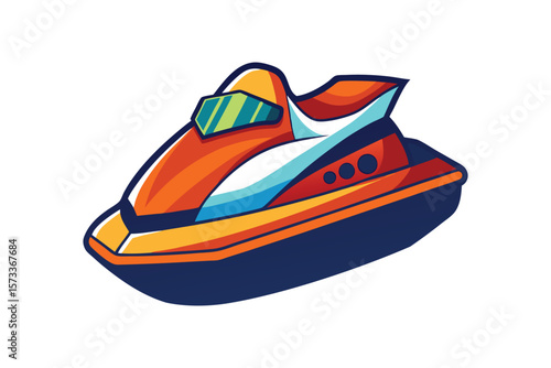 Vector Illustration of a Jet Ski Personal Watercraft for Water Sports Isolated on a White Background