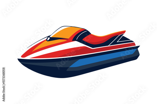 Vector Illustration of a Jet Ski Personal Watercraft for Water Sports Isolated on a White Background
