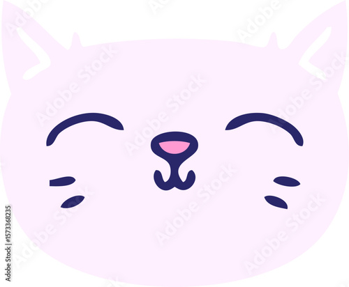 hand drawn quirky cartoon cat face in bright neon color