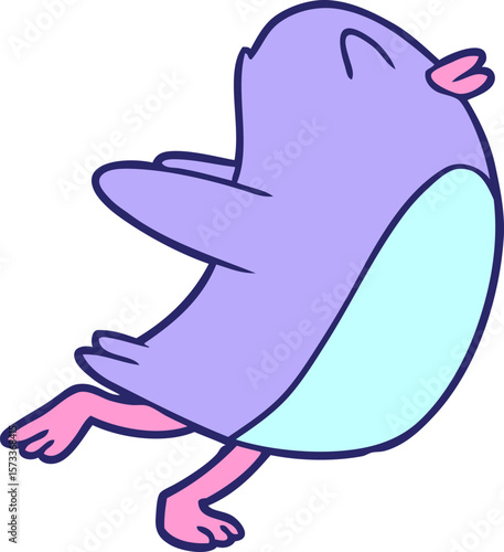 penguin jumping in bright neon color