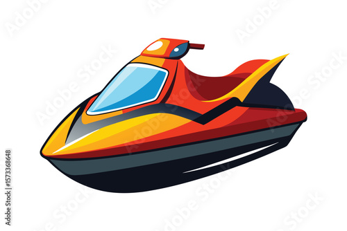 Vector Illustration of a Jet Ski Personal Watercraft for Water Sports Isolated on a White Background