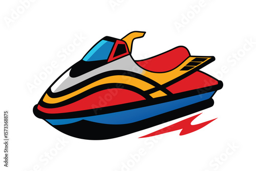 Vector Illustration of a Jet Ski Personal Watercraft for Water Sports Isolated on a White Background