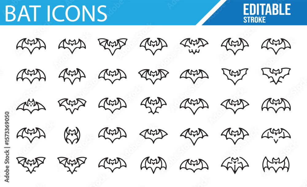 Fototapeta premium Vector Icons for Halloween and Spooky Bat Creatures in Digital Design