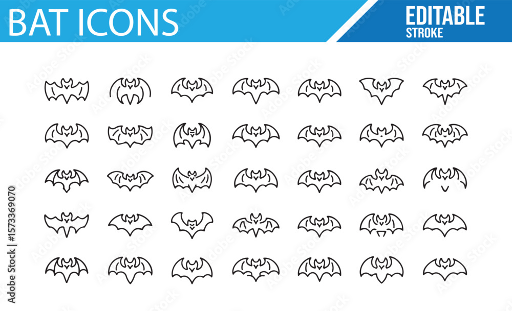 Naklejka premium Halloween Bat Icons for Digital Art, Spooky Creatures, and Decorations