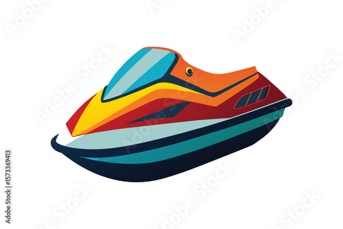 Vector Illustration of a Jet Ski Personal Watercraft for Water Sports Isolated on a White Background