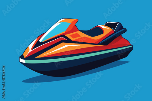 Vector Illustration of a Jet Ski Personal Watercraft for Water Sports Isolated on a White Background