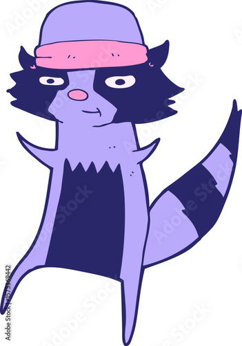cartoon raccoon in bright neon color