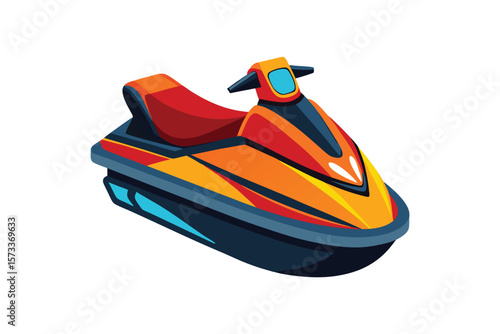 Vector Illustration of a Jet Ski Personal Watercraft for Water Sports Isolated on a White Background