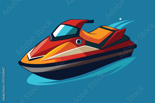Vector Illustration of a Jet Ski Personal Watercraft for Water Sports Isolated on a White Background