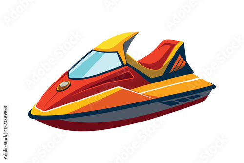 Vector Illustration of a Jet Ski Personal Watercraft for Water Sports Isolated on a White Background