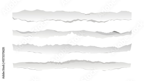 Torn paper edges vector set for graphic design and creative paper textures use