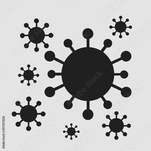 Gray Virus Cluster Icons Evenly Spaced Layout
