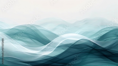 Abstract Teal Wave Background with Flowing Gradient Design
