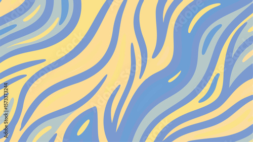 Abstract background with wavy lines in shades of blue and yellow creating a dynamic pattern