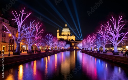 Lights festival in Lyon in France. High quality
