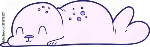 cute cartoon seal pup in bright neon color