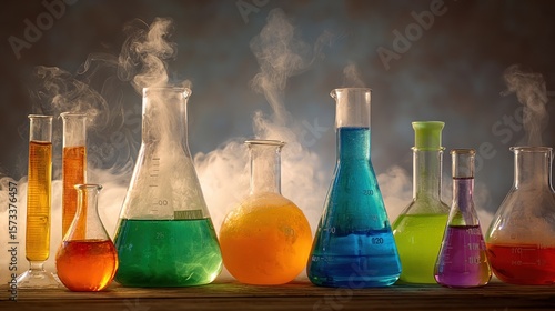 Colorful science lab beakers
