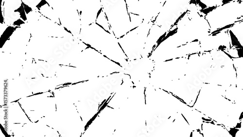 Crack effect collage of broken glass on white background.