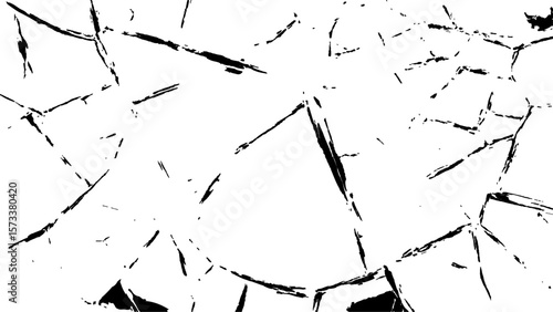 Crack effect collage of broken glass on white background.