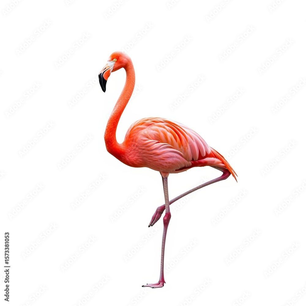 Fototapeta premium Isolated flamingo image for graphic design projects and flamingo themed backgrounds and presentations use case