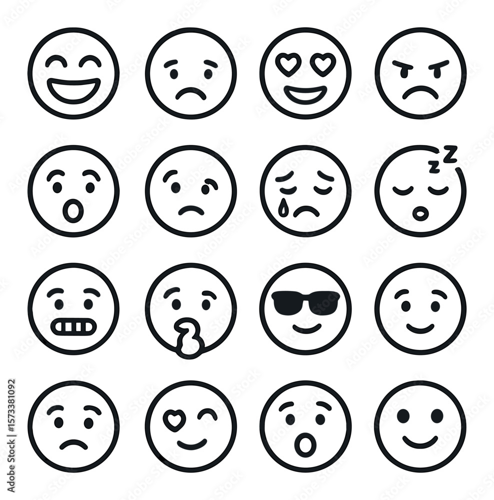 Emoji expressions collection, emoticon mood icons. smiley and face expression set Emoji expressions collection, emoticon mood icons. smiley and face expression set