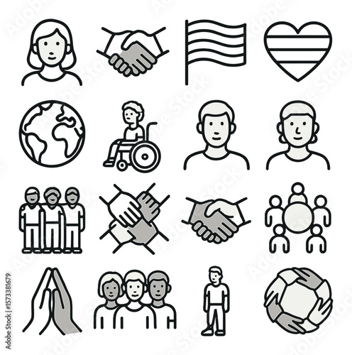 Diversity icon collection: inclusive design elements for multicultural representation