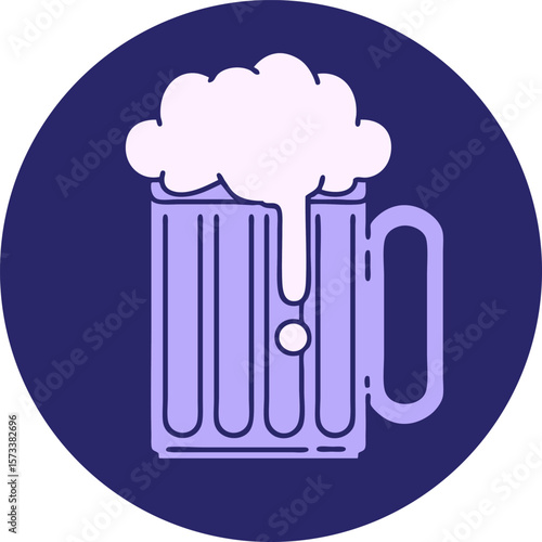 iconic tattoo style image of a beer tankard in bright neon color