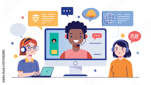 Online customer support team with diverse agents providing assistance and communication services online now