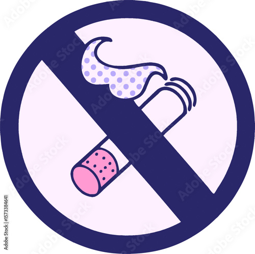 comic book style cartoon of a no smoking allowed sign in bright neon color