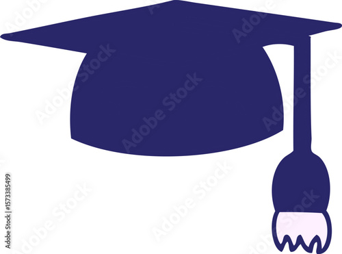 cute cartoon of a graduation hat in bright neon color