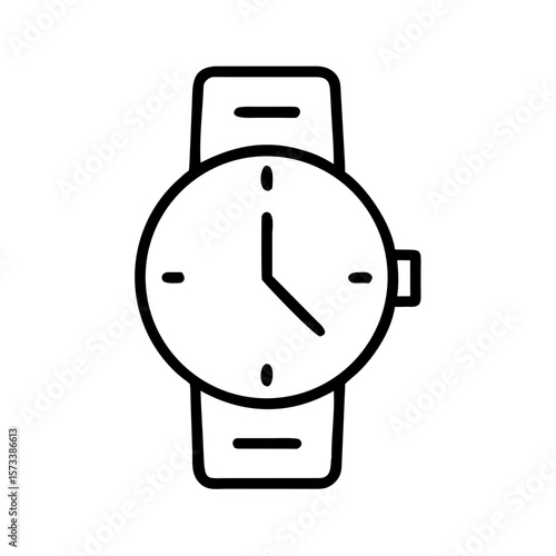 Line art wristwatch with simple design on white background  