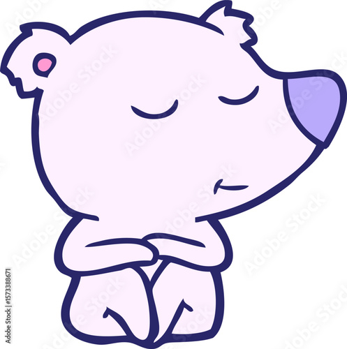 happy cartoon polar bear in bright neon color