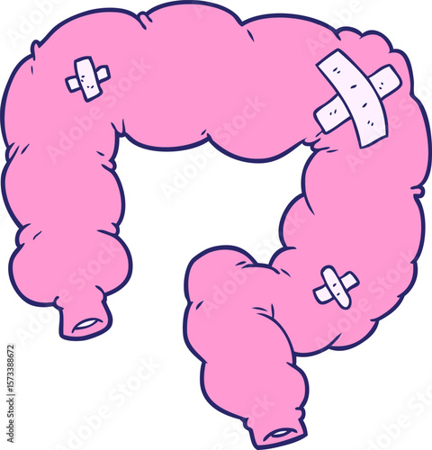 cartoon colon in bright neon color