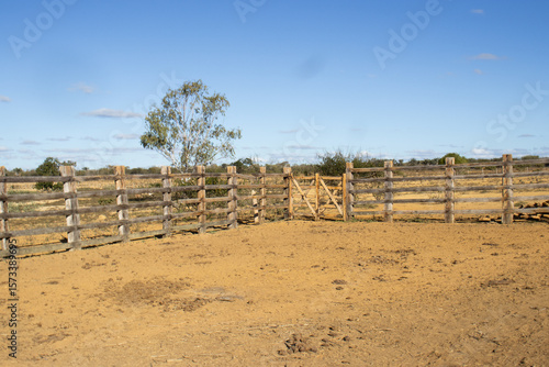 dry landscape of the backlands with a large corral