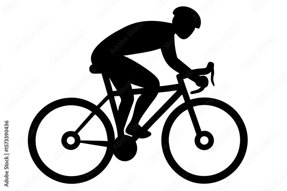Obraz premium Cyclist Silhouette Icon – Bicycle Rider Symbol for Sports and Fitness Designs