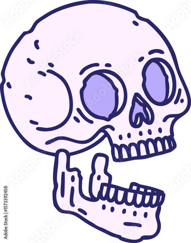 tattoo in traditional style of a skull in bright neon color