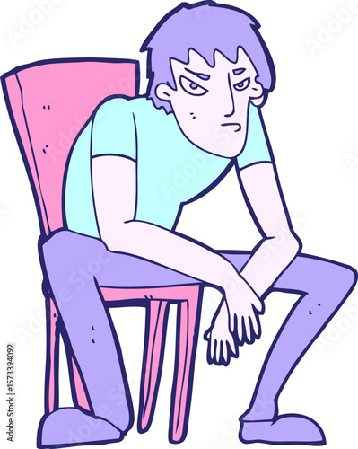 cartoon dejected man in bright neon color