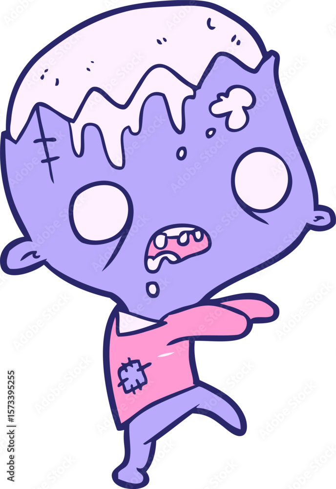 Fototapeta premium cute cartoon zombie in bright neon color