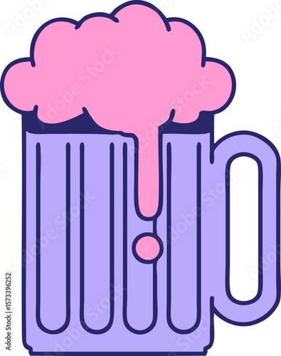 tattoo in traditional style of a beer tankard in bright neon color