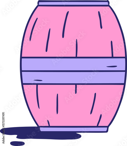 hand drawn cartoon doodle of a wine barrel  in bright neon color