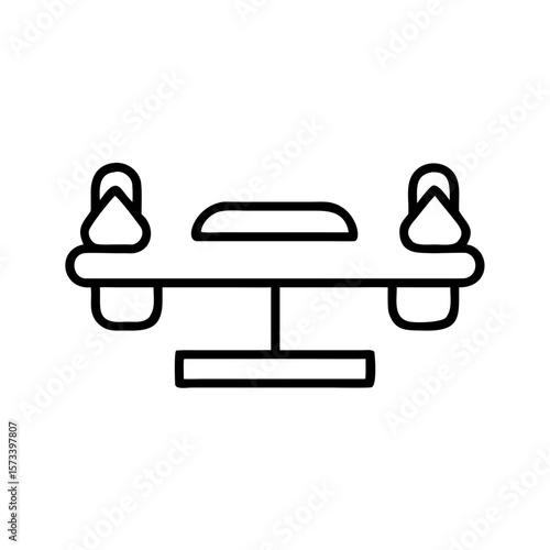 Minimalist outline of a court bench with armrests and seat  
