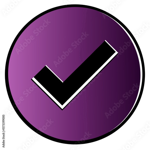 Purple Circle Check Mark Button Graphic Design Element Approval Confirmation Success