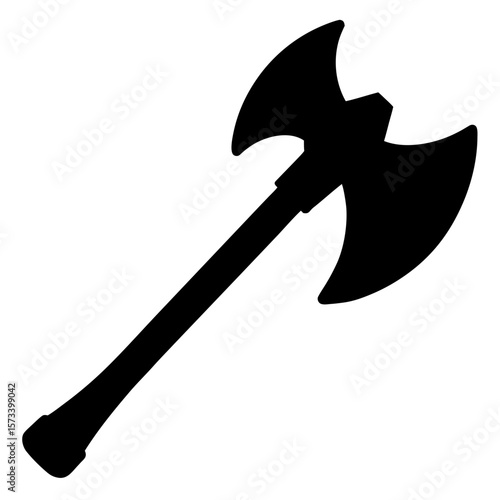 Double Bit Axe Silhouette Medieval Weapon Dark Graphic Design Element