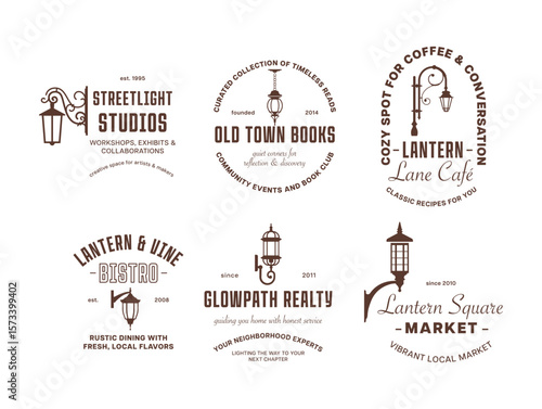 A collection of lantern logos representing local businesses. Each logo embodies a unique identity, emphasizing community involvement and local flavor.
