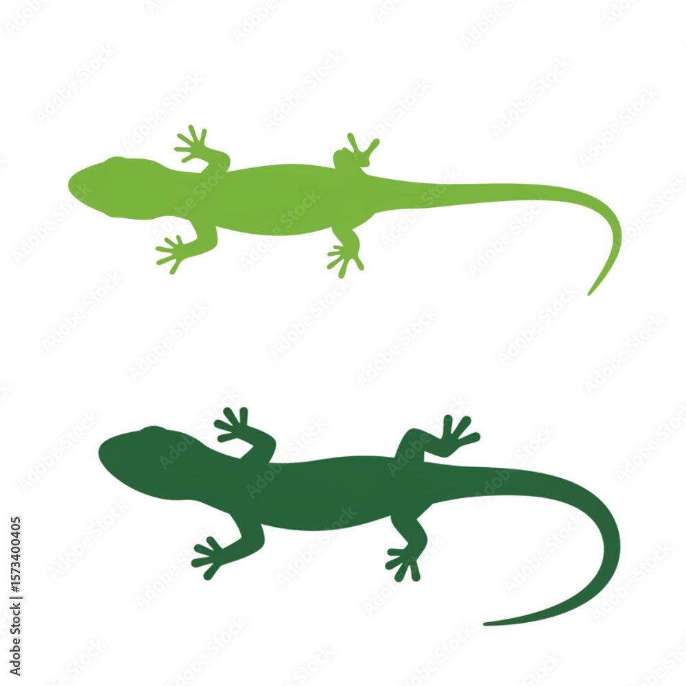 Fototapeta premium Captivating design features two green lizard silhouettes, perfect for fauna-themed graphic projects, eco-conscious branding, or nature-inspired designs.