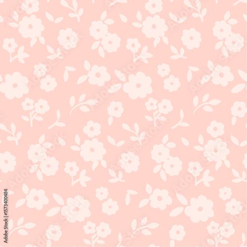 Simply flat nursery pink floral vector seamless pattern