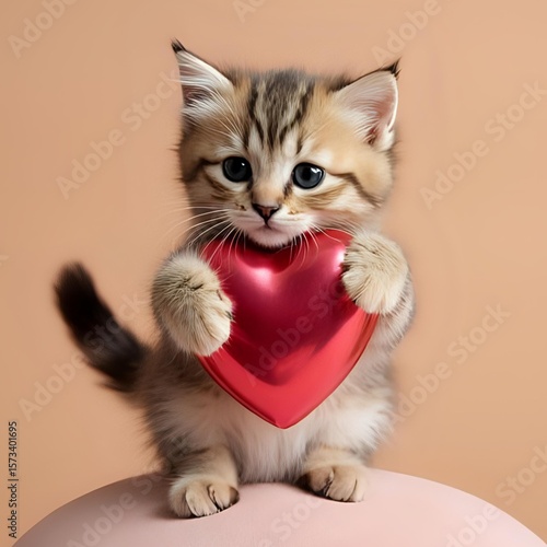 kitten with heart