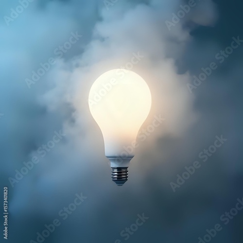 light bulb on blue sky background