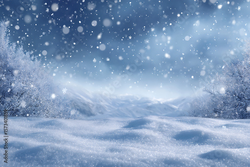 Wallpaper Mural Serene Winter Landscape Snow Falling on Snowy Mountains and Frosty Trees Cold Blue Winter Scene falling snow Torontodigital.ca