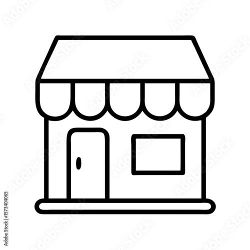 Storefront outline icon vector, shop front illustration, retail store symbol, commercial building line art design
